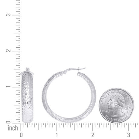 925 Sterling Silver Fancy Dc Earrings Hoop Silver