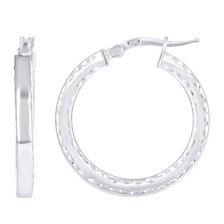 925 Sterling Silver Fancy Dc Earrings Hoop Silver