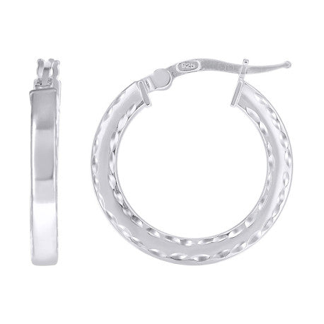 925 Sterling Silver Fancy Dc Earrings Hoop Silver