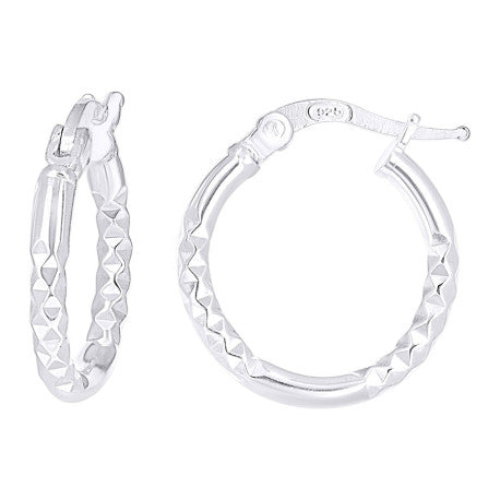 925 Sterling Silver Fancy Hoop Earring 2mm-12 Silver