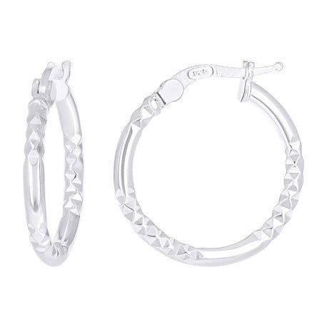 925 Sterling Silver Fancy Hoop Earring 2mm-15 Silver