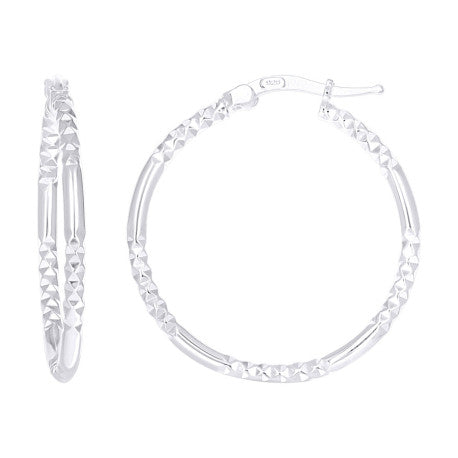 925 Sterling Silver Fancy Hoop Earring 2mm-25 Silver