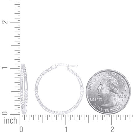 925 Sterling Silver Fancy Hoop Earring 2mm-25 Silver