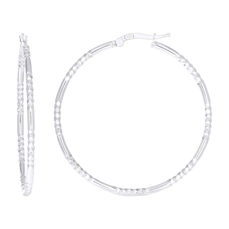 925 Sterling Silver Fancy Hoop Earring 2mm-40 Silver