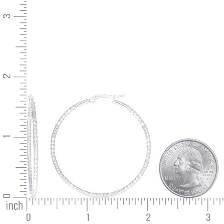 925 Sterling Silver Fancy Hoop Earring 2mm-40 Silver