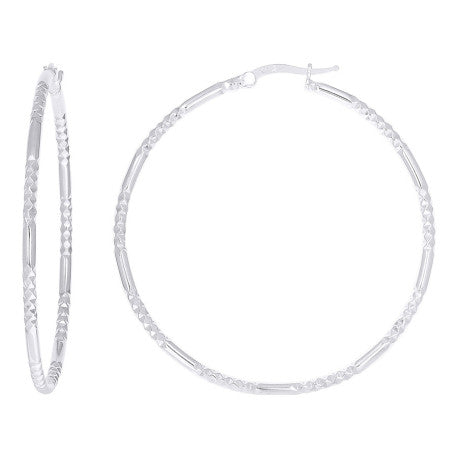 925 Sterling Silver Fancy Hoop Earring 2mm-45 Silver