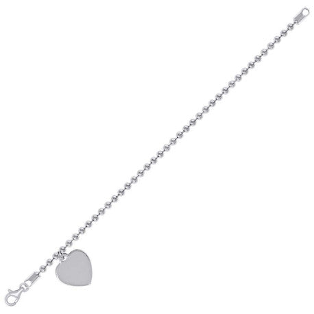 925 Sterling Silver Heart Bracelet-7"
