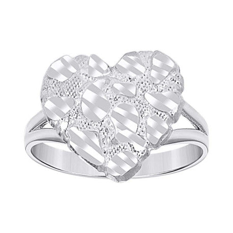 925 Sterling Silver Heart Nugget Ring