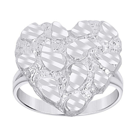 925 Sterling Silver Heart Nugget Ring