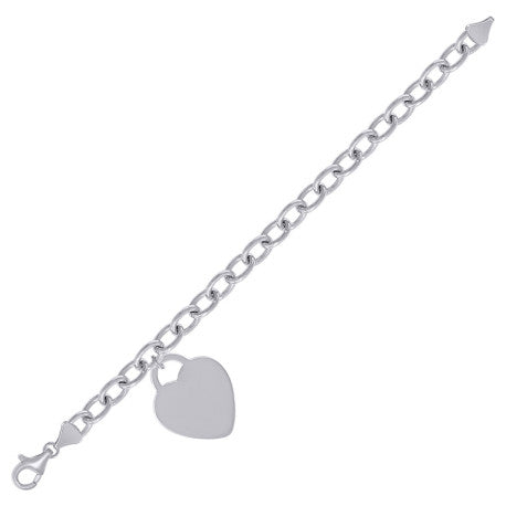 925 Sterling Silver Heart Rhodiumplated Bracelet 7