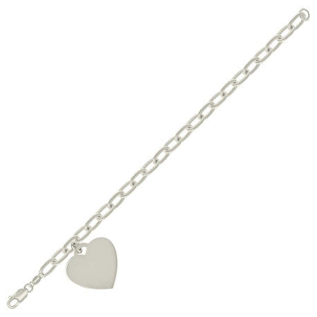925 Sterling Silver Heart Silver Plated Bracelet 7