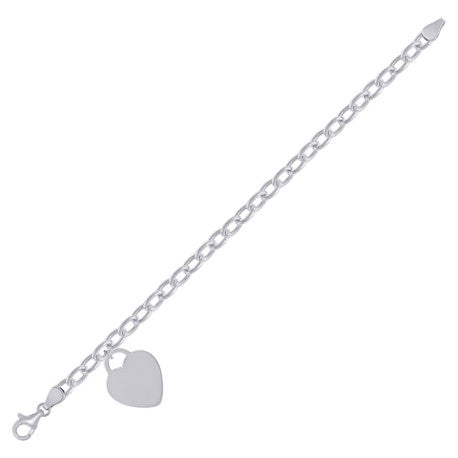925 Sterling Silver Heart Silver Plated Bracelet 7