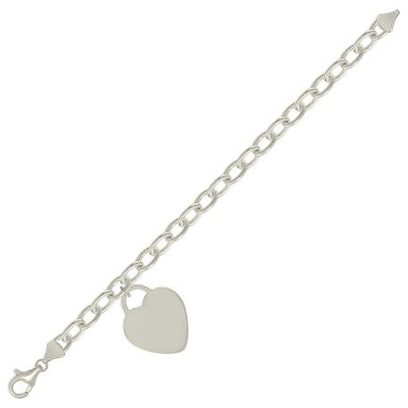 925 Sterling Silver Heart Silver Plated Bracelet 7
