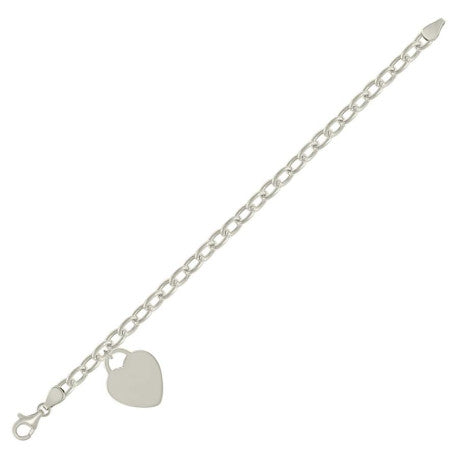 925 Sterling Silver Heart Silver Plated Bracelet 7