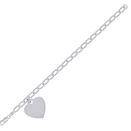 925 Sterling Silver Heart Silver Plated Bracelet 7