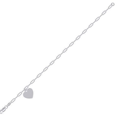925 Sterling Silver Heart Silver Plated Bracelet 7