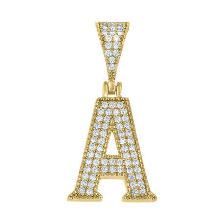 925 Sterling Silver Initial "A" Moissanite