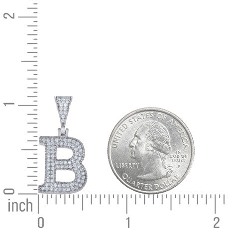 925 Sterling Silver Initial "B" Moissanite