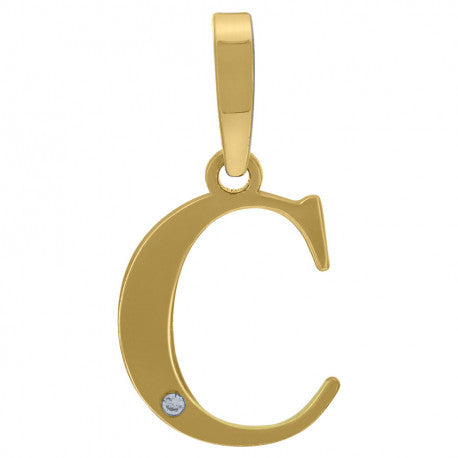 925 Sterling Silver Initial "C" Letter Pendant