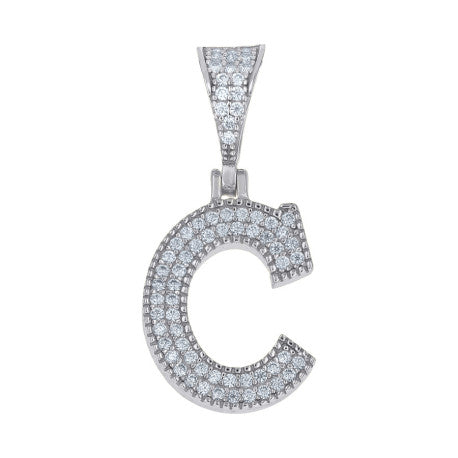 925 Sterling Silver Initial "C" Moissanite