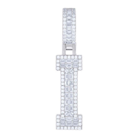 925 Sterling Silver Initial Cz Pendant "I"