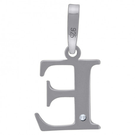 925 Sterling Silver Initial "E" Letter Pendant