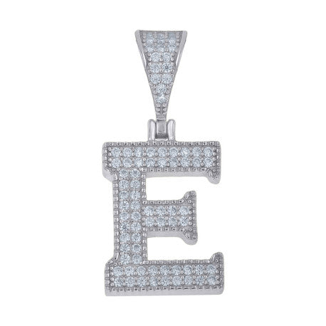 925 Sterling Silver Initial "E" Moissanite