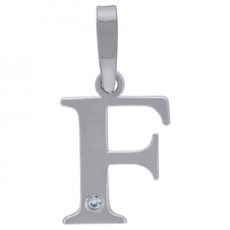 925 Sterling Silver Initial "F" Letter Pendant