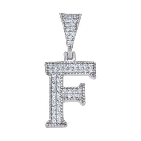 925 Sterling Silver Initial "F" Moissanite