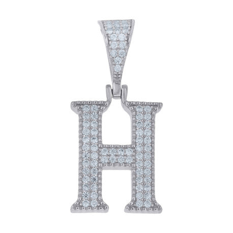 925 Sterling Silver Initial "H" Moissanite