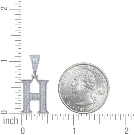 925 Sterling Silver Initial "H" Moissanite
