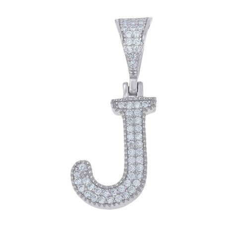 925 Sterling Silver Initial "J" Moissanite
