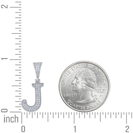 925 Sterling Silver Initial "J" Moissanite