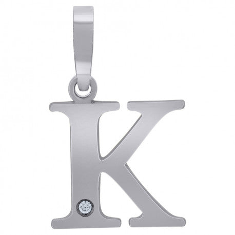 925 Sterling Silver Initial "K" Letter Pendant