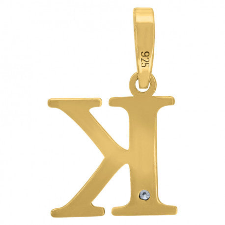 925 Sterling Silver Initial "K" Letter Pendant