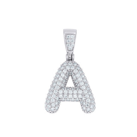 925 Sterling Silver Initial Letter Moissanite Pendant