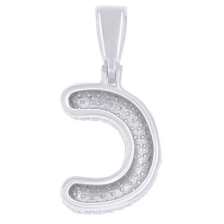 925 Sterling Silver Initial Letter Moissanite Pendant