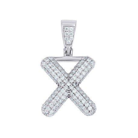 925 Sterling Silver Initial Letter Moissanite Pendant