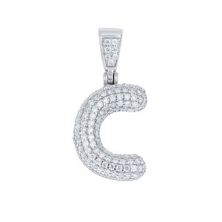 925 Sterling Silver Initial Letter Moissanite Pendant