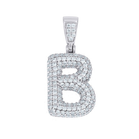 925 Sterling Silver Initial Letter Moissanite Pendant