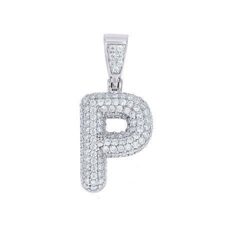 925 Sterling Silver Initial Letter Moissanite Pendant
