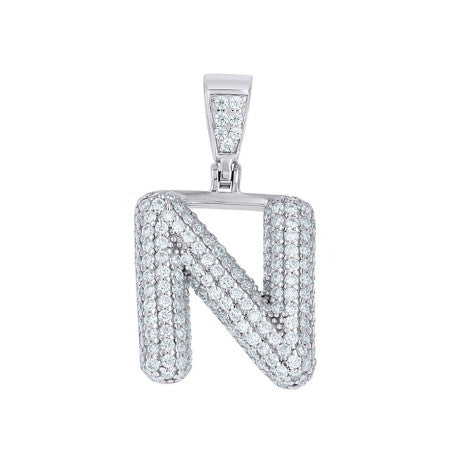 925 Sterling Silver Initial Letter Moissanite Pendant