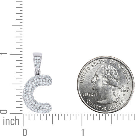 925 Sterling Silver Initial Letter Moissanite Pendant