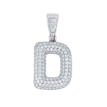 925 Sterling Silver Initial Letter Moissanite Pendant