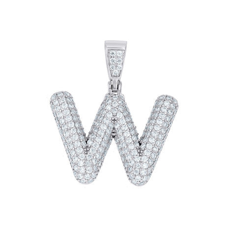 925 Sterling Silver Initial Letter Moissanite Pendant