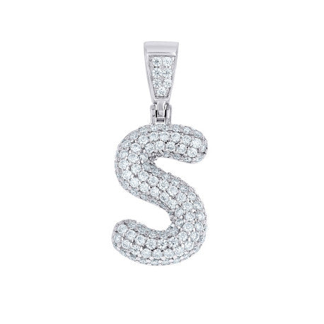 925 Sterling Silver Initial Letter Moissanite Pendant
