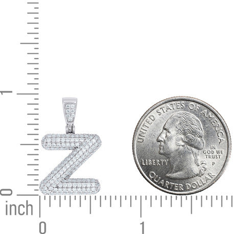 925 Sterling Silver Initial Letter Moissanite Pendant