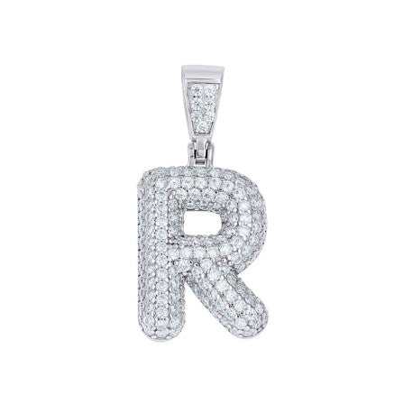 925 Sterling Silver Initial Letter Moissanite Pendant