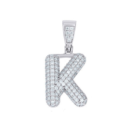 925 Sterling Silver Initial Letter Moissanite Pendant