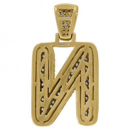 925 Sterling Silver Initial Letter "N" Pendant